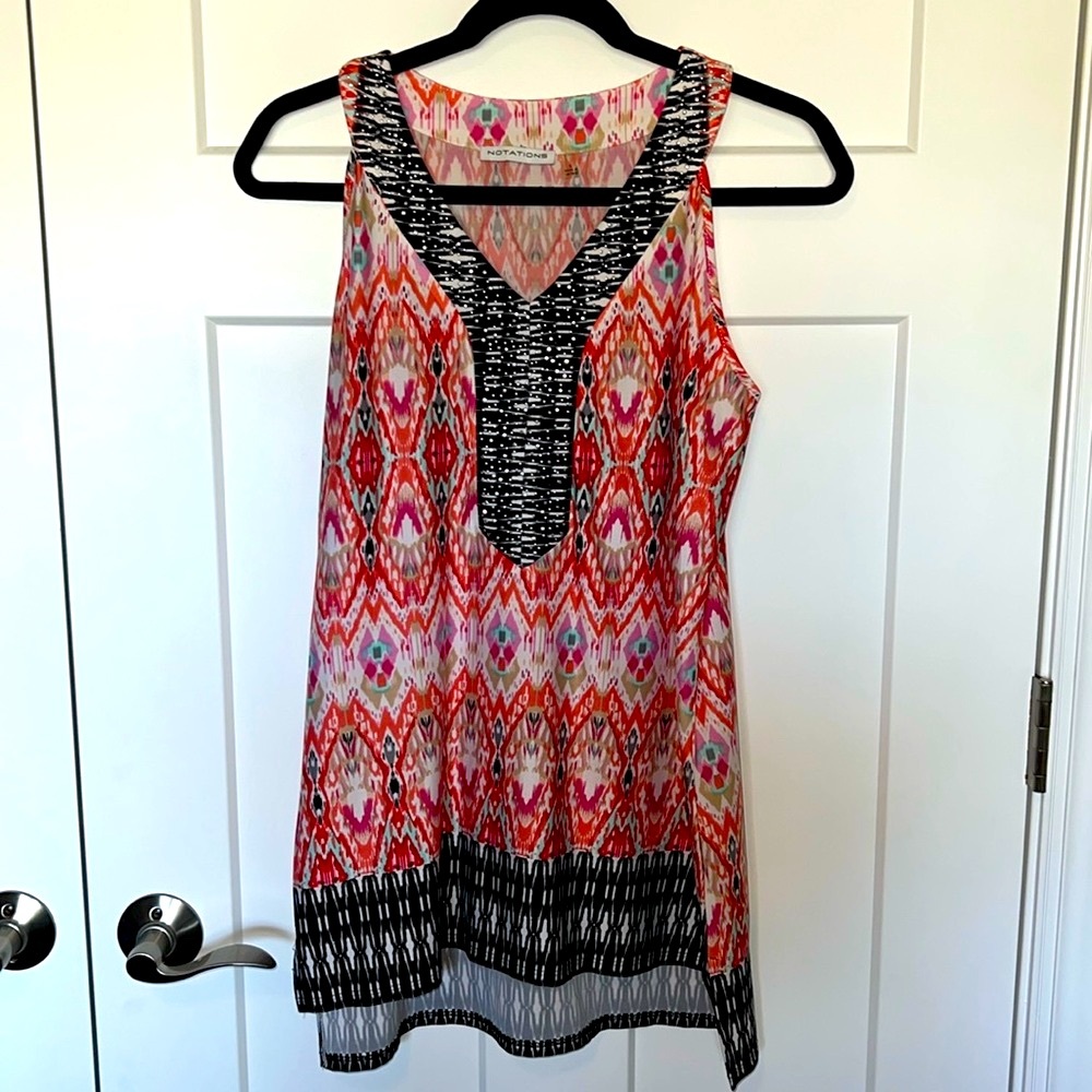 Pink Flowy Hi-Low Embellished Tank